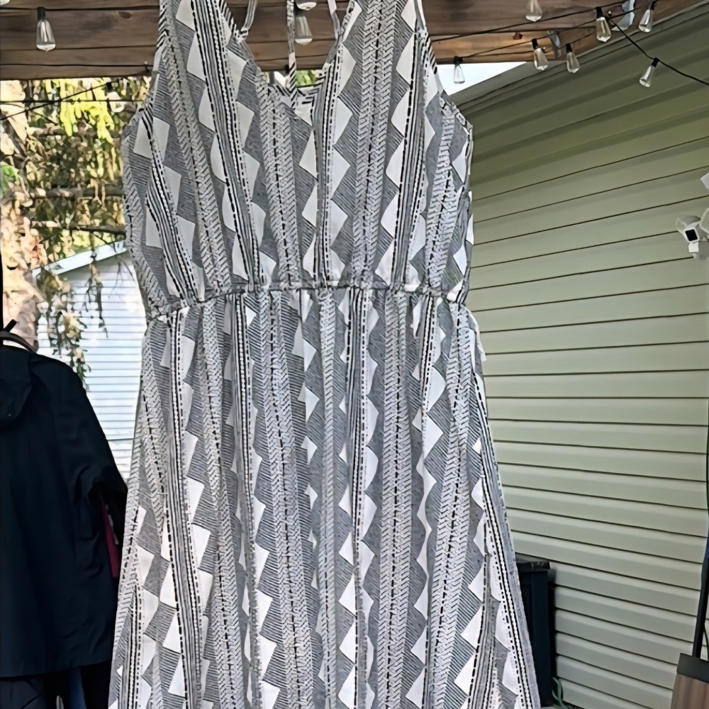 Maurices Black and White Geometric Maxi Dress